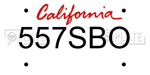 557SBO California License Plate