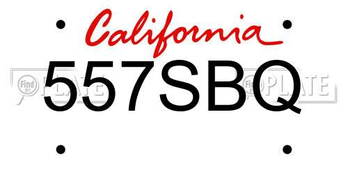 557SBQ California License Plate