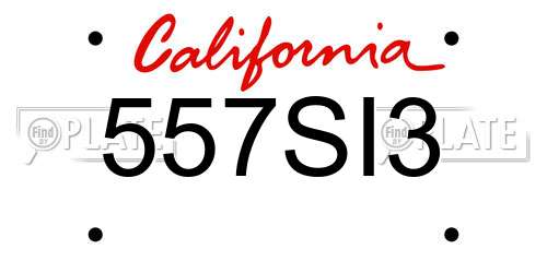 557SI3 California License Plate