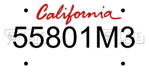 55801M3 California License Plate