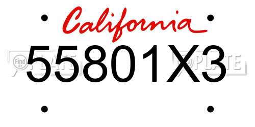 55801X3 California License Plate