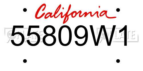 55809W1 California License Plate