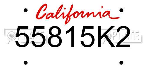 55815K2 California License Plate