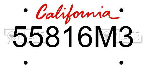 55816M3 California License Plate