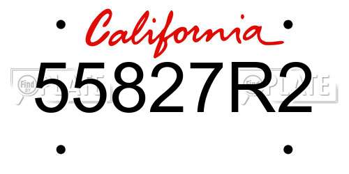 55827R2 California License Plate