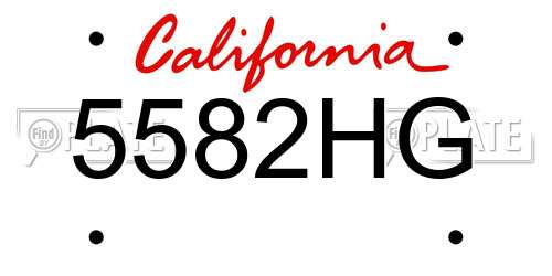 5582HG California License Plate