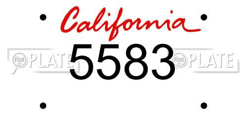 5583 California License Plate