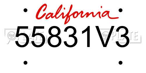 55831V3 California License Plate