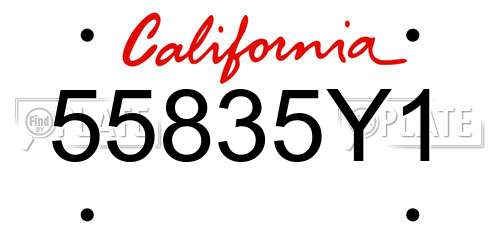 55835Y1 California License Plate