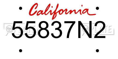 55837N2 California License Plate