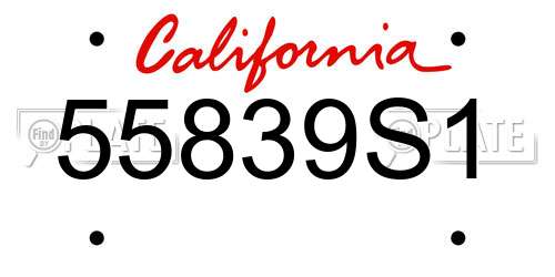 55839S1 California License Plate