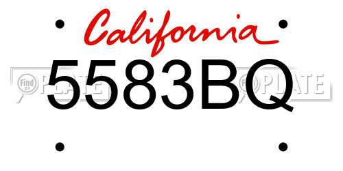 5583BQ California License Plate