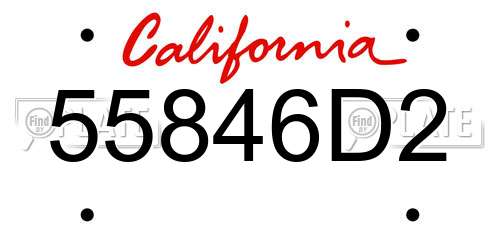 55846D2 California License Plate