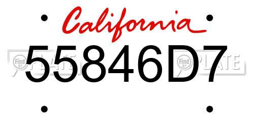 55846D7 California License Plate