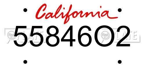 55846O2 California License Plate