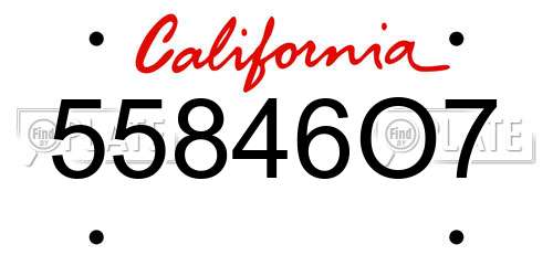 55846O7 California License Plate