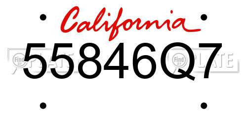 55846Q7 California License Plate