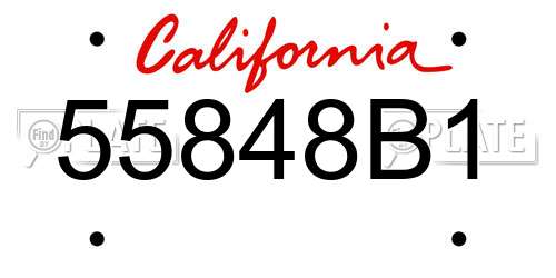 55848B1 California License Plate