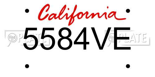 5584VE California License Plate