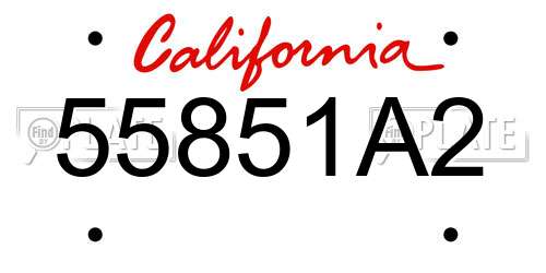 55851A2 California License Plate
