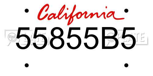 55855B5 California License Plate