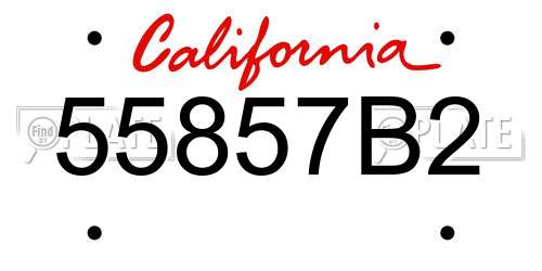 55857B2 California License Plate