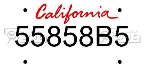 55858B5 California License Plate