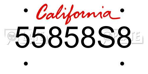 55858S8 California License Plate