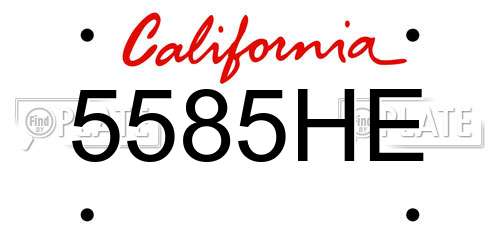 5585HE California License Plate