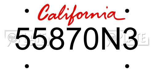 55870N3 California License Plate