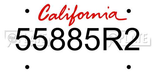 55885R2 California License Plate