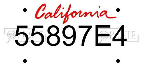 55897E4 California License Plate
