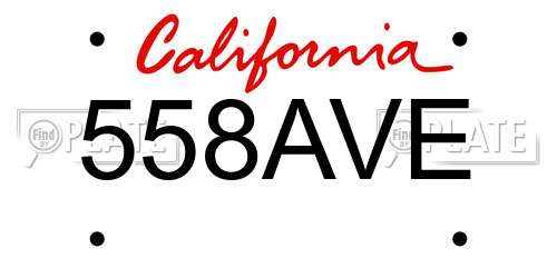 558AVE California License Plate