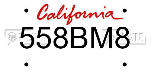 558BM8 California License Plate