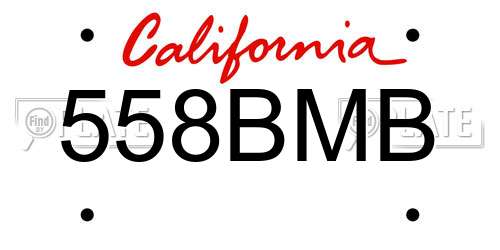 558BMB California License Plate