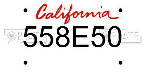 558E50 California License Plate