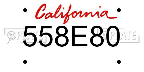 558E80 California License Plate