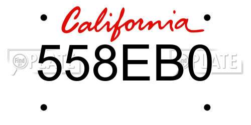 558EB0 California License Plate