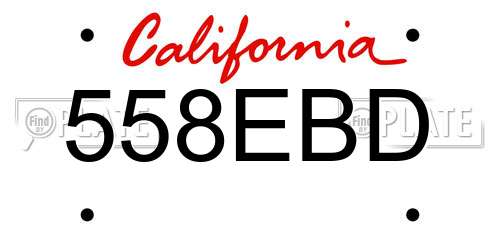 558EBD California License Plate