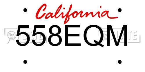 558EQM California License Plate