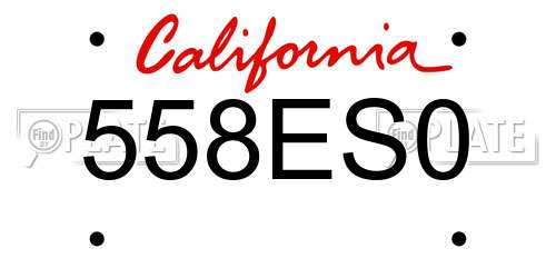 558ES0 California License Plate