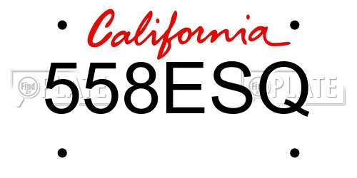 558ESQ California License Plate