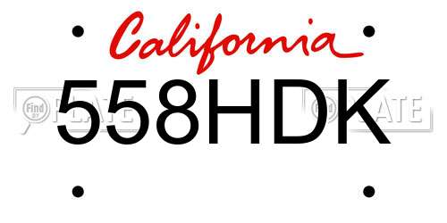 558HDK California License Plate