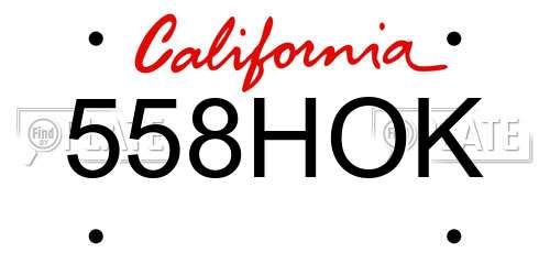 558HOK California License Plate