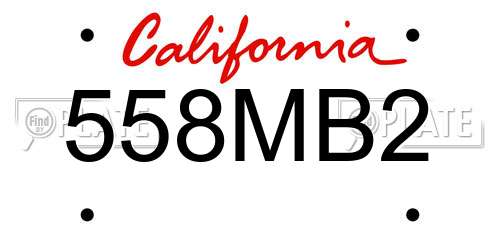 558MB2 California License Plate