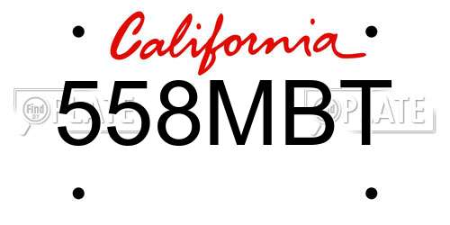 558MBT California License Plate