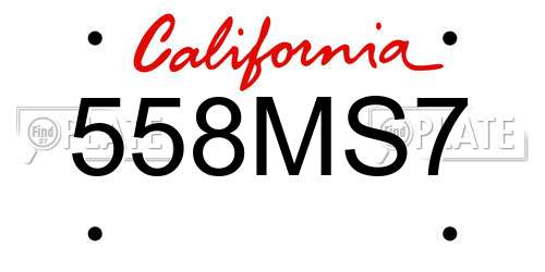 558MS7 California License Plate