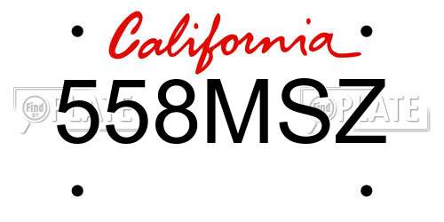 558MSZ California License Plate