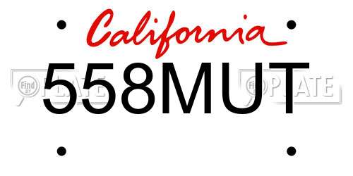 558MUT California License Plate