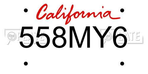 558MY6 California License Plate